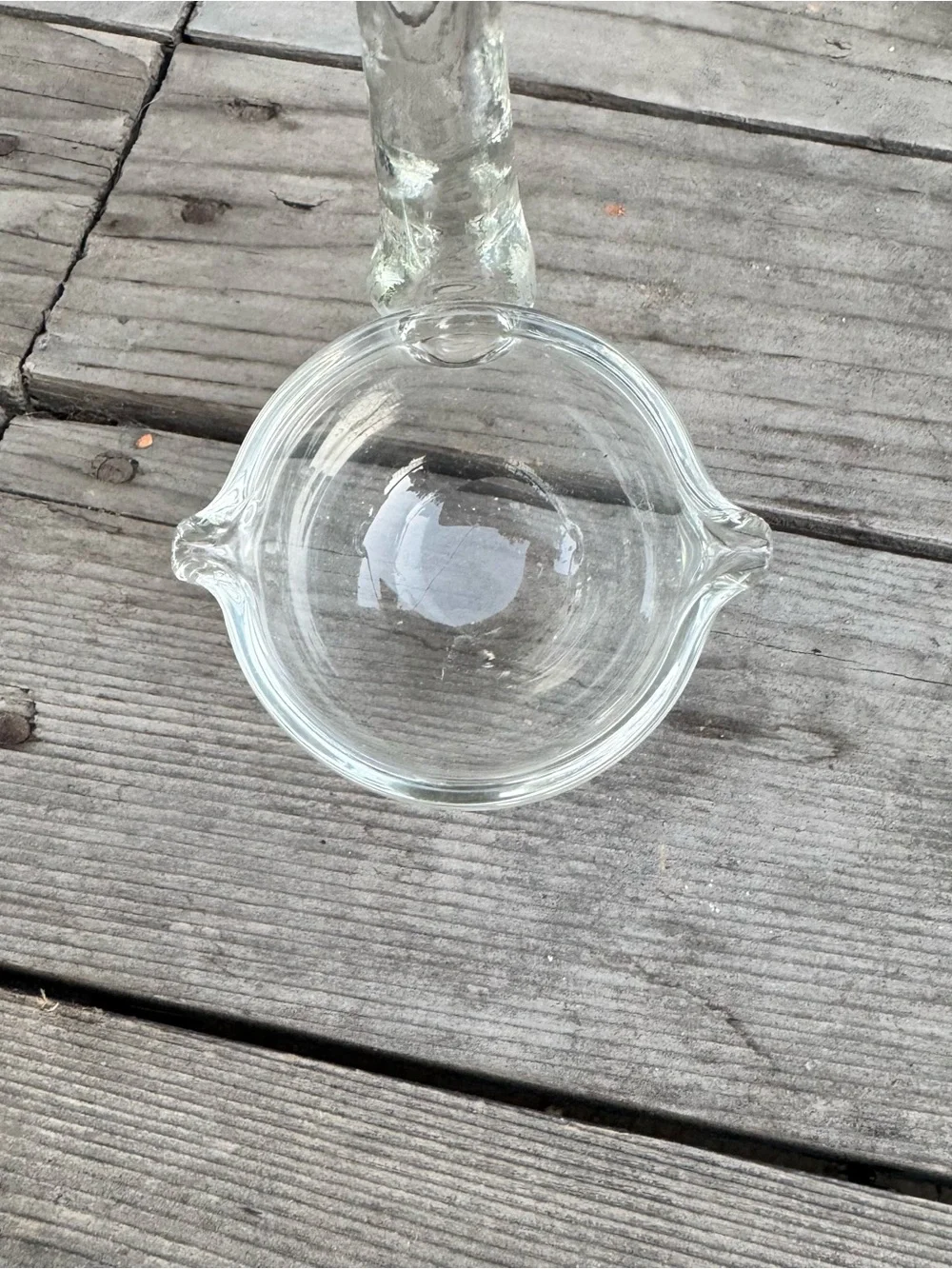 Vintage Clear Glass Double-Spouted Ladle with Hook Handle
